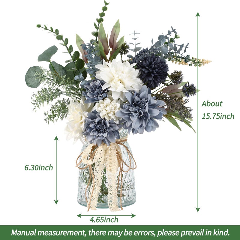 CEWOR Fake Flowers in Vase, Artificial Flowers Arrangement in Vase, Fake Floral Table Centerpieces Decor for Kitchen Farmhouse Coffee Table Living Room Bathroom Plant Decor - Image 3