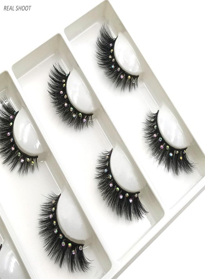 FQNing Gorgeous Rhinestones Lashes Sparkle Gem Mink lashes with Jewels Cat-eye Eyelashes 4 pairs (Fancy Diamond) - Image 2
