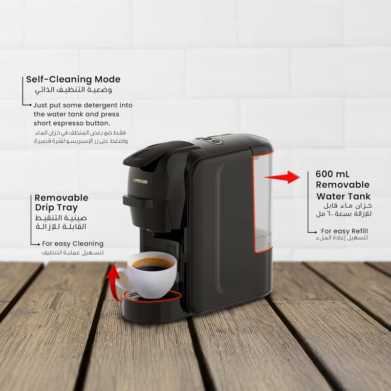 LePRESSO LIETO Multi-Capsule Coffee Maker, 3 in 1 Capsule Coffee Machine, 19Bar Italian Pump, 0.6L Water Tank Capacity and 1450W Power, Compatible with Nespresso, Dolce Gusto and Grounded Coffee - Image 3
