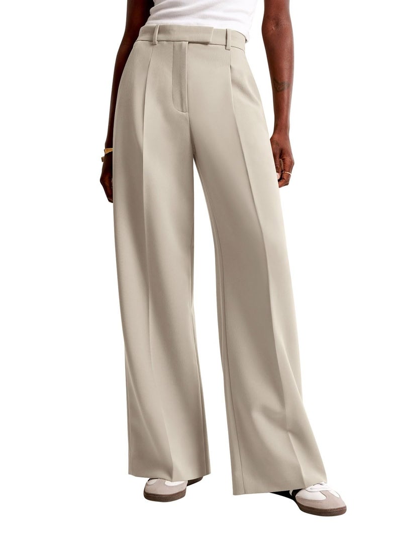 NIMIN Women Wide Leg Pants High Waisted Dressy Work Office Trousers Business Casual Palazzo Pants 2025 Fashion Outfits with Pockets Apricot - Image 1