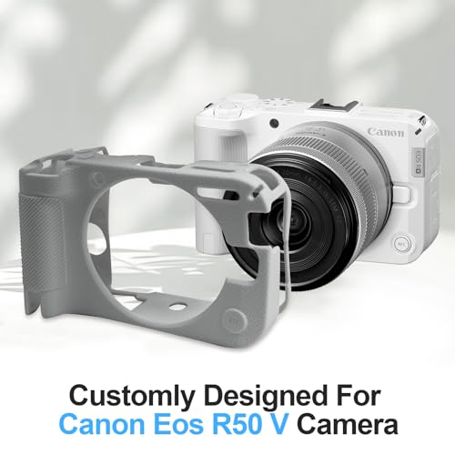 Easy Hood R50V Case, Soft Silicone Protective Cover for Canon EOS R50 V Digital Camera, Lightweight EOS R50V Camera Case Cover Grip Body Skin Protector (Grey) - Image 2