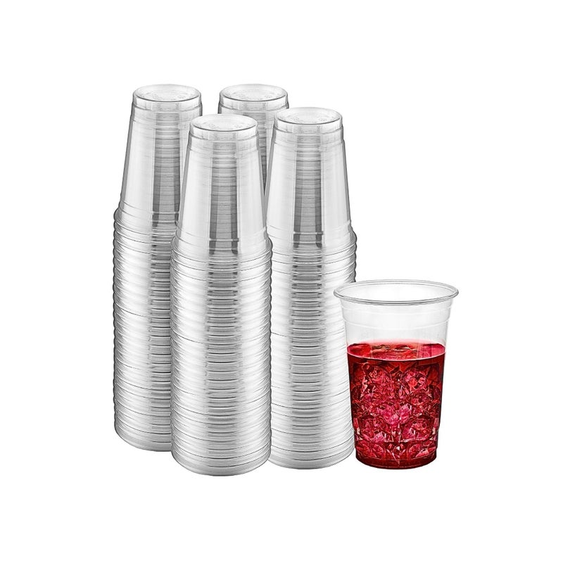 Green Direct 12 oz Disposable Clear Drinking Plastic Cups for Boba Tea Ice Coffee 100 Pack