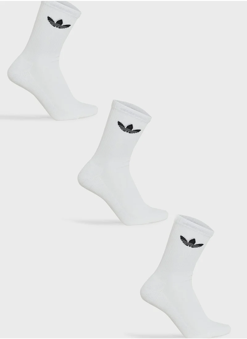 adidas Originals 3 Pack Trefoil Cushion Crew Socks