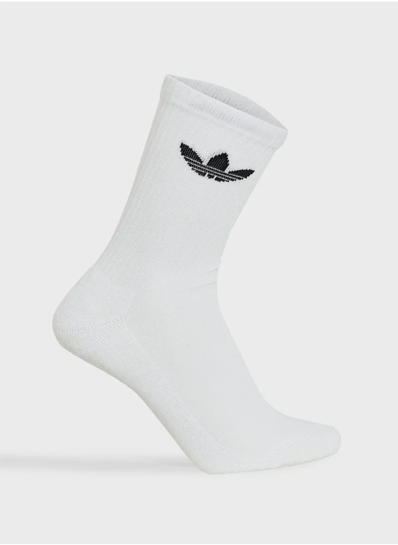 adidas Originals 3 Pack Trefoil Cushion Crew Socks