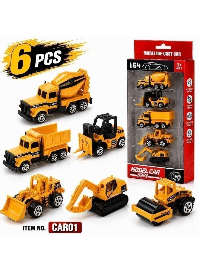 6-Piece Die Cast Alloy Car Toy Set - Assorted Mini Model Cars for Kids Boys Girls 3+ - Image 1