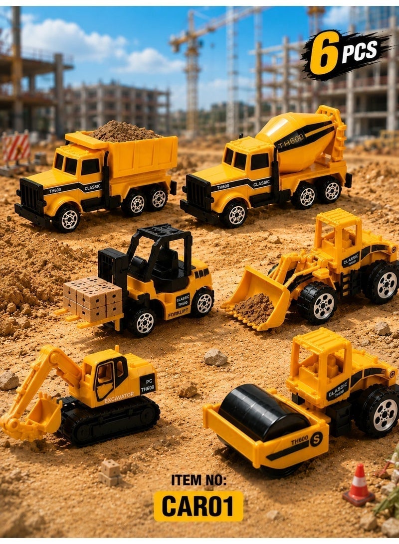 6-Piece Die Cast Alloy Car Toy Set - Assorted Mini Model Cars for Kids Boys Girls 3+ - Image 2