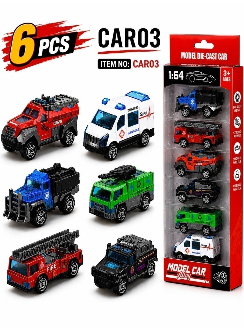 6-Piece Die Cast Alloy Car Toy Set - Assorted Mini Model Cars for Kids Boys Girls 3+ - Image 5