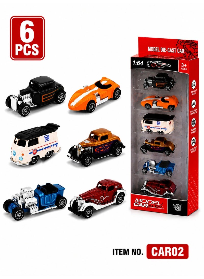 6-Piece Die Cast Alloy Car Toy Set - Assorted Mini Model Cars for Kids Boys Girls 3+ - Image 3