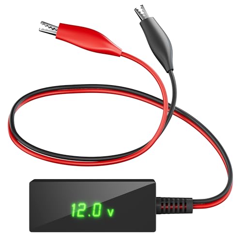 SUNAPEX Digital Battery Voltage Tester Battery Voltmeter with LCD Display and Alligator Clips 6V 12V 24V 48V Battery Checker for Golf Cart Motorcycle RV Marine Car OffGrid Solar Batteries - Image 1