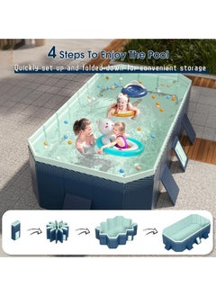 GGEROU Folding Swimming Pool,Non-Inflatable Swimming Pool,Children Pool,Oversized Family Pool,Portable Swimming Pool,for Indoor, Outdoor,Garden,Summer Water Party 210 * 140 * 55cm  - Image 4