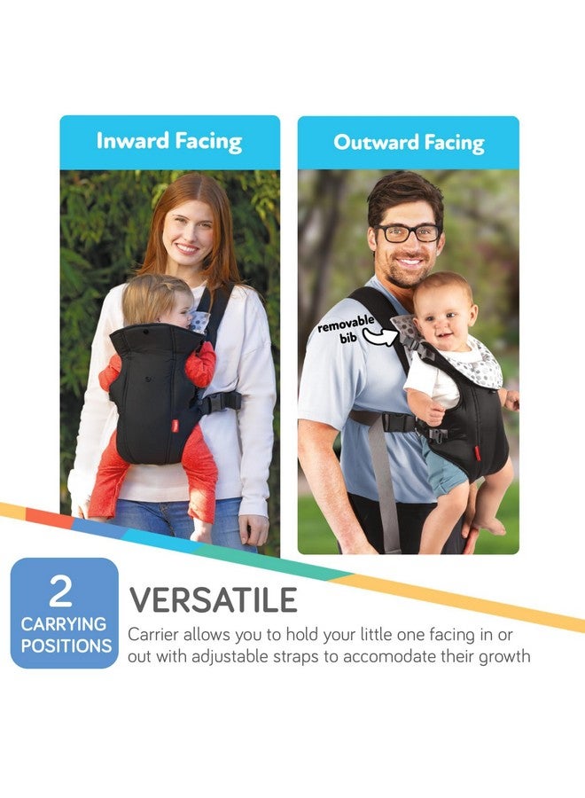 Nuby Classic Baby Carrier: Newborn to Toddler |Face-in and Face-Out Carrier | Black | Lightweight & Comfortable |Removeable Baby Drool Bib | 8-35 lb. (3.6-14 kg) - Image 2