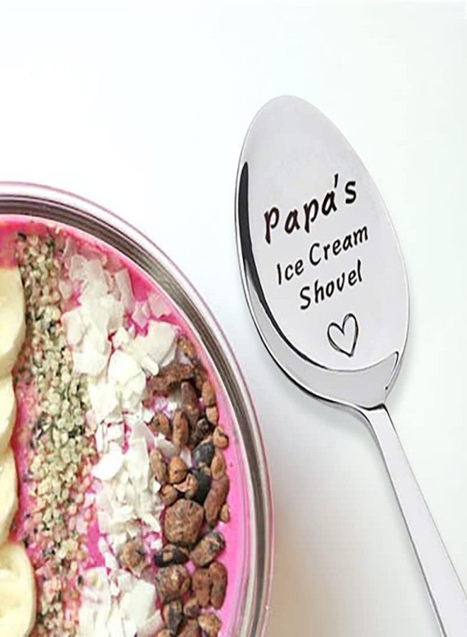 Kefley Papa Birthday Christmas Gifts for Dad Grandad Gifts from Grandchildren Papa Daddy Gift from Daughter Son Grandpa Grandfather's Day Gifts from Granddaughter Grandson Papa Ice Cream Spoon - Image 4
