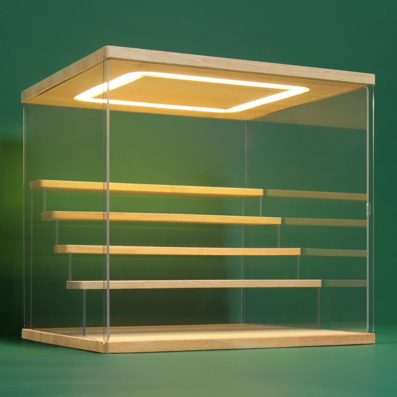NONEMEY Clear Acrylic Display Case Stand with LED Light 23456 Tier Storage Box Showcase Dustproof Organizer Box for Collectibles 5Tier 12412212inch