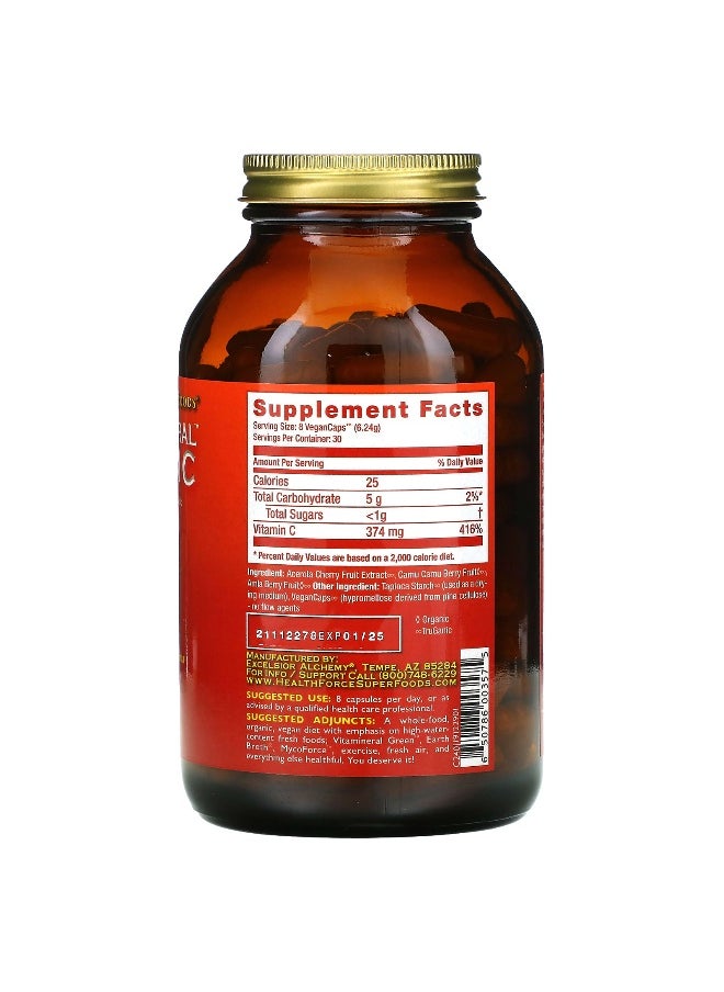 HEALTHFORCE SUPERFOODS HealthForce Superfoods, Truly Natural Vitamin C, Version 3, 374 mg, 240 Vegan Caps (46.75 mg per Capsule)  - Image 2
