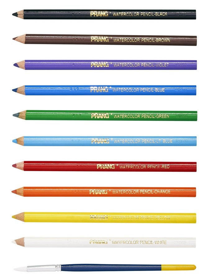 Prang Watercolor Colored Pencils, Includes Brush, Assorted Colors, 10 Count (23650) - Image 2
