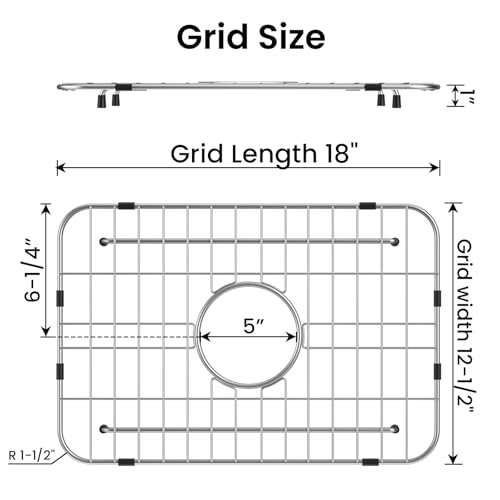 TOENMAN Sink Grid 18" X 12-1/2", Centered Drain with Corner Radius 1-1/2" (18" X 12-1/2" Centered Drain) - Image 2