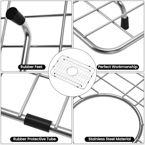 TOENMAN Sink Grid 18" X 12-1/2", Centered Drain with Corner Radius 1-1/2" (18" X 12-1/2" Centered Drain) - Image 4