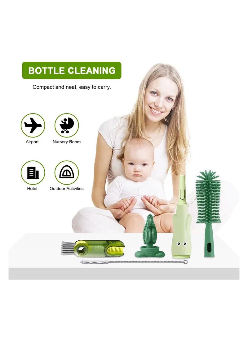 0TO1 TECH 4 Pcs Bottle Brush Cleaner Kit, Silicone Nipple Brushes For Baby Bottles, Travel Baby Bottle Brush Set, 360°Deep Clean For Bottle,  Nipple  - Image 2