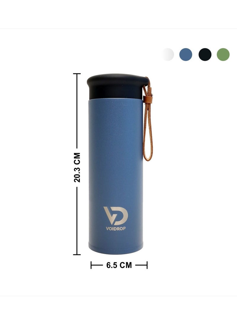 VoiDrop - Small Insulated Water Bottle 450ml Stainless Steel Water Bottle With Filter Water Bottle With PU Strap Hydrate Water Bottle Tumbler Water Bottle With Powder Coated (ROYAL BLUE) 16oz - Image 1