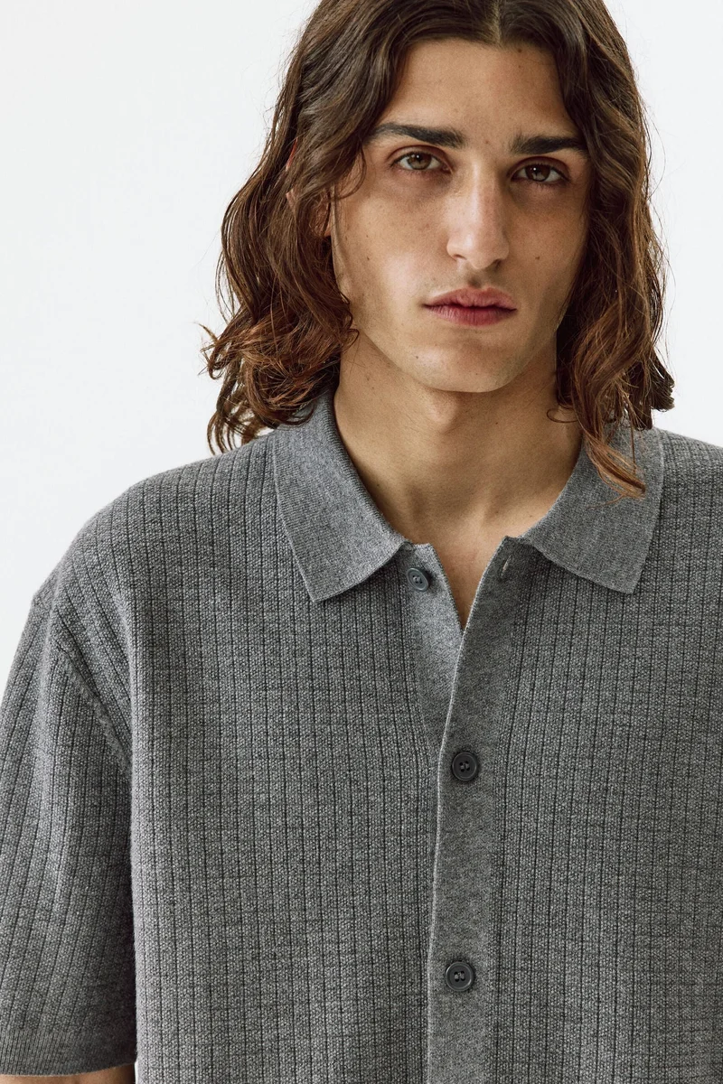 H&M  Regular Fit Textured-knit shirt for Men | Best Price UAE