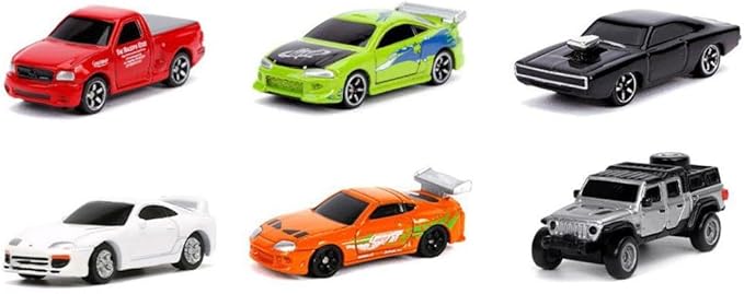 JADA Fast and Furious Nano 6-Pack Die-Cast Collectible Model Cars with Opening Doors, Freewheel Vehicle, Officially Licensed Collectible Toy Mini Vehicles, 1.65" Scale, Multicolor - Image 2
