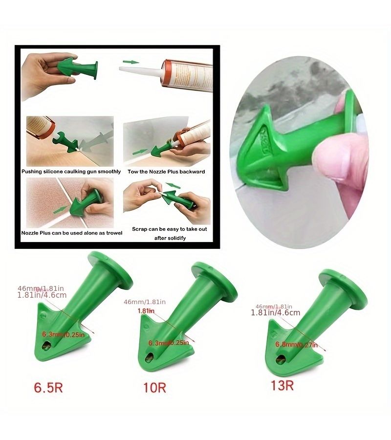 3pcs Green Caulking Sealant Nozzle Grout Applicator and Scraper Set - Image 5