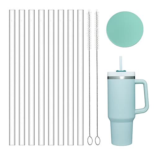 Greant 8 PCS Silicone Straws compatible with Stanley 40oz Tumbler Soft Straws compatible with Stanley Cup Straw 12 inch straws compatible with Stanley Straw come with 2 Brush Silicone 12 inch
