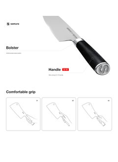 Samura Samura MO-V Cleaver | 7 Inch Blade | G-10 Handle with Stainless Steel Bolster | Single-Layer Molybdenum-Vanadium Steel | Precision Cutting | Corrosion Resistant  - Image 3