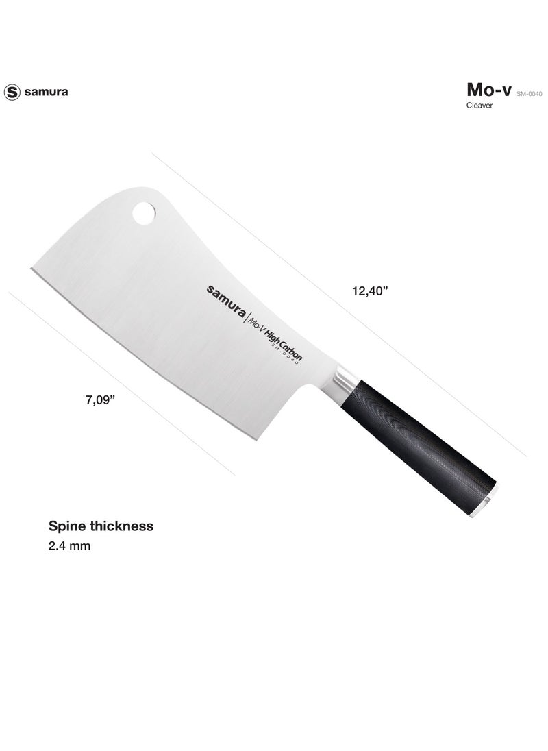 Samura Samura MO-V Cleaver | 7 Inch Blade | G-10 Handle with Stainless Steel Bolster | Single-Layer Molybdenum-Vanadium Steel | Precision Cutting | Corrosion Resistant  - Image 4