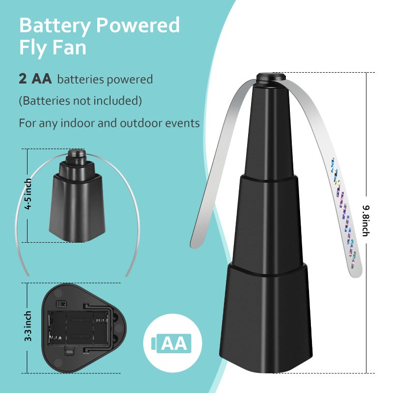 AMIAEDU مراوح طيران للطاولات، مروحة طيران داخلية وخارجية تبقي الذباب بعيدًا، دوّار طاولة بشفرات هولوجرافية، طارد للذباب للنزهات، المطاعم، الحفلات، المنزل، الشواء (4 عبوات) - Image 4