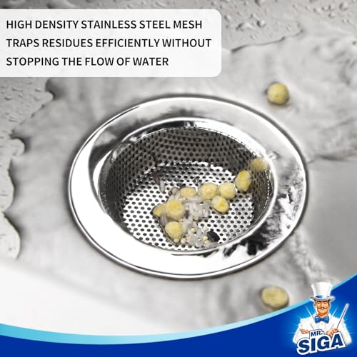 Mr Siga MR.SIGA Kitchen Sink Strainer, Stainless Steel Sink Drain Strainer, Dishwasher Safe, Outer Diameter 4.4 inch/11.2cm, Inner Diameter 3 inch/7.6cm, Pack of 3 - Image 4