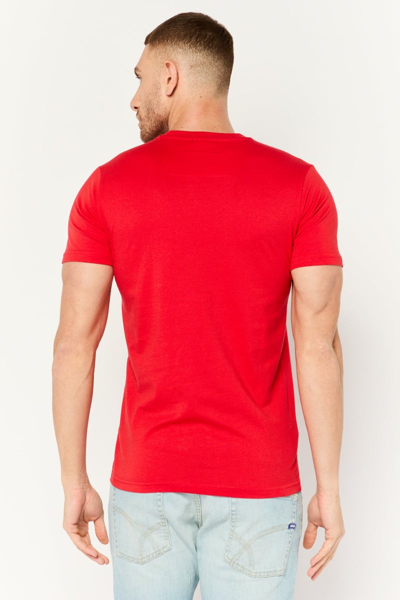 Cavalli Class Men Crew Neck Short Sleeve Graphic Print T-Shirt, Red - Image 4