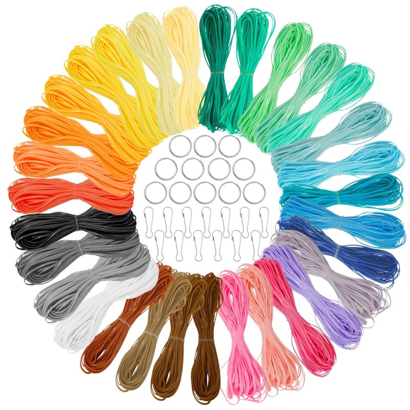 31 Color Lanyard String Kit Gimp String for Bracelets Boondoggle Keychains Plastic Cord with Rings and Hooks 40 Ft Each Roll