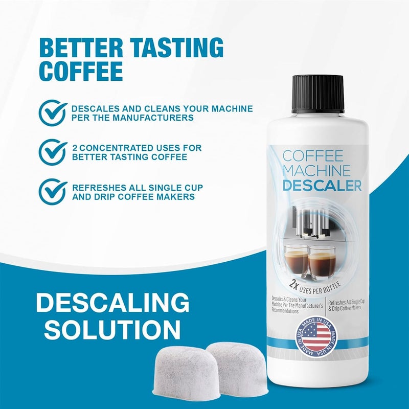 FreshFlow Keurig Compatible Descaling Solution (1 Bottle, 2 Uses Plus 2 Filters) - Universal Descaler Cleaner Concentrate Kit For All 1.0 & 2.0 K-Cup Pod Machines and Espresso Machines - Image 4