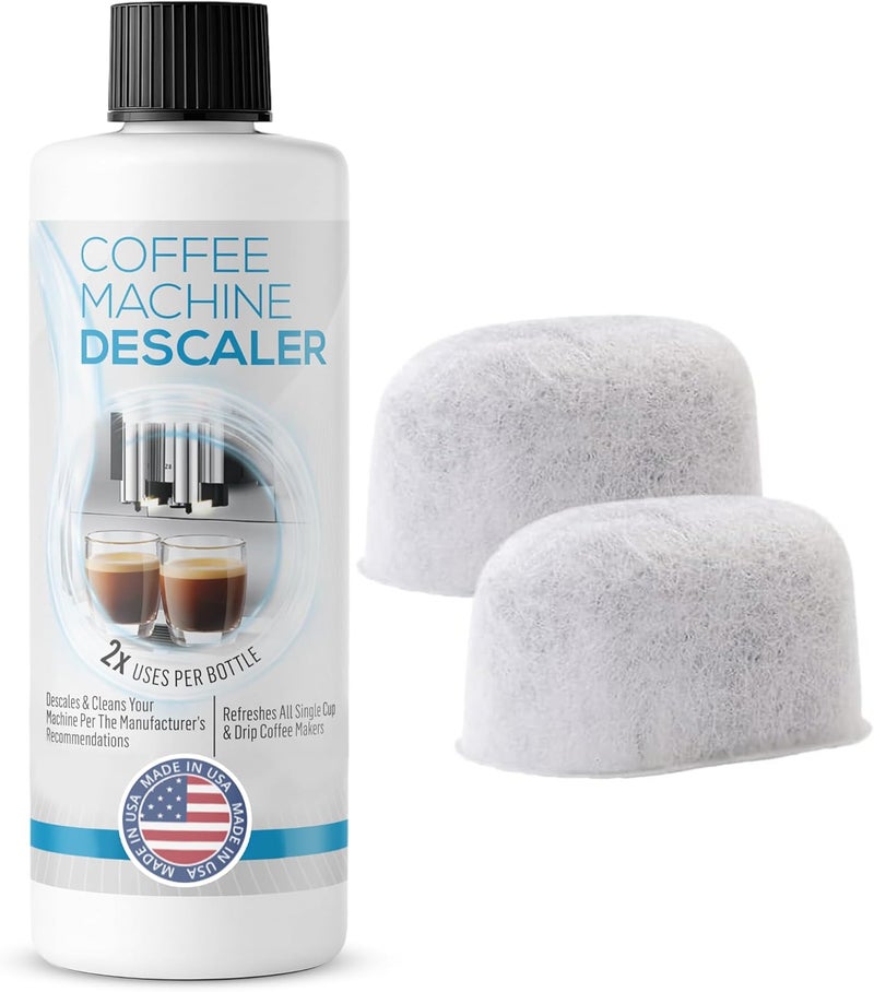 FreshFlow Keurig Compatible Descaling Solution (1 Bottle, 2 Uses Plus 2 Filters) - Universal Descaler Cleaner Concentrate Kit For All 1.0 & 2.0 K-Cup Pod Machines and Espresso Machines - Image 1