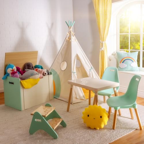 B. toys – Step Stool For Kids – Wooden Stepping Stool – Step Stool For Bedroom, Bathroom, Kitchen – Furniture For Toddlers, Kids – 2+ Years – Peek – A – Boost – Mint - Image 3