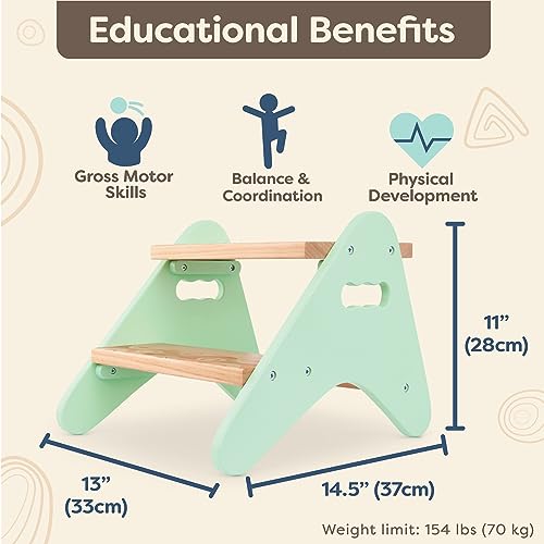 B. toys – Step Stool For Kids – Wooden Stepping Stool – Step Stool For Bedroom, Bathroom, Kitchen – Furniture For Toddlers, Kids – 2+ Years – Peek – A – Boost – Mint - Image 5
