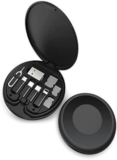 Plastic All In 1 Fast Charging Travel Data Cable Kit Contains Lightning and Micro USB Port Inbuilt Mobile Stand Compatible With All Types Of Mobile Phones - Black
