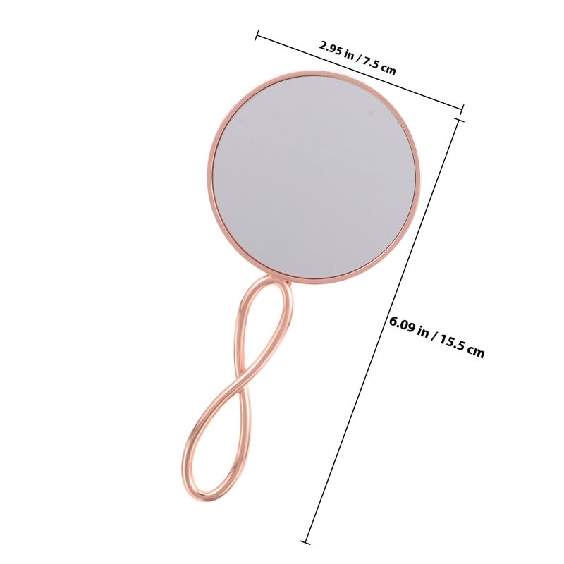 Single Sided Handheld Vanity Mirror 8 Inch Pearl Rose Gold Travel Makeup Mirror - Image 3