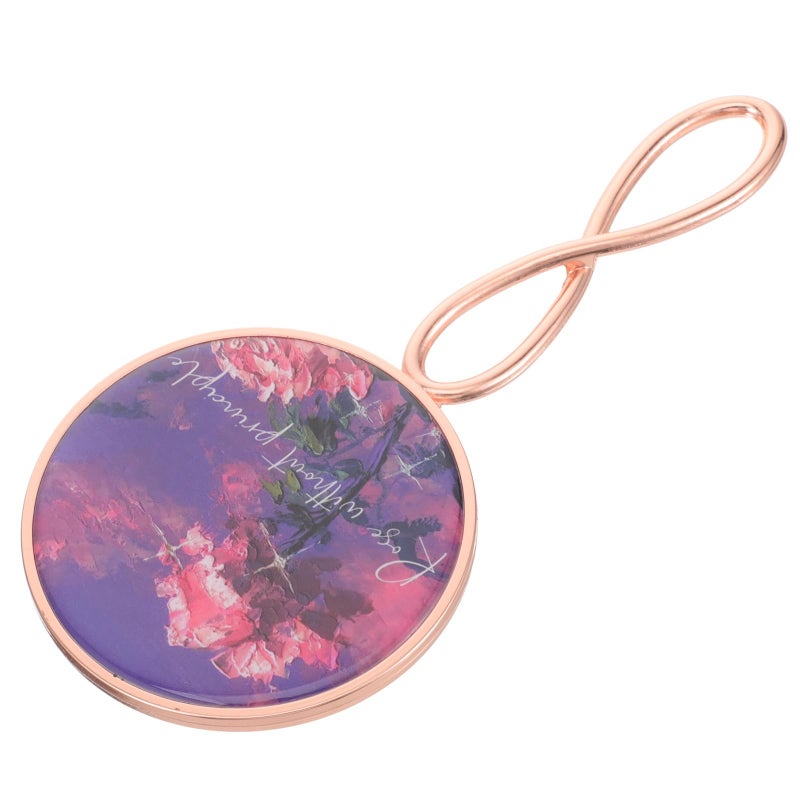 Single Sided Handheld Vanity Mirror 8 Inch Pearl Rose Gold Travel Makeup Mirror - Image 2