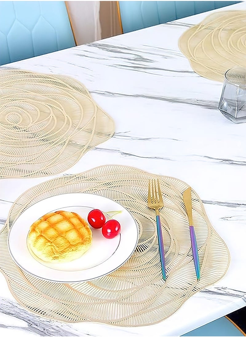 6 Pcs Hollow Silver Dining Table Mats 15 Inch Round Vinyl Placemats for Dining Kitchen Decor Silver Gold