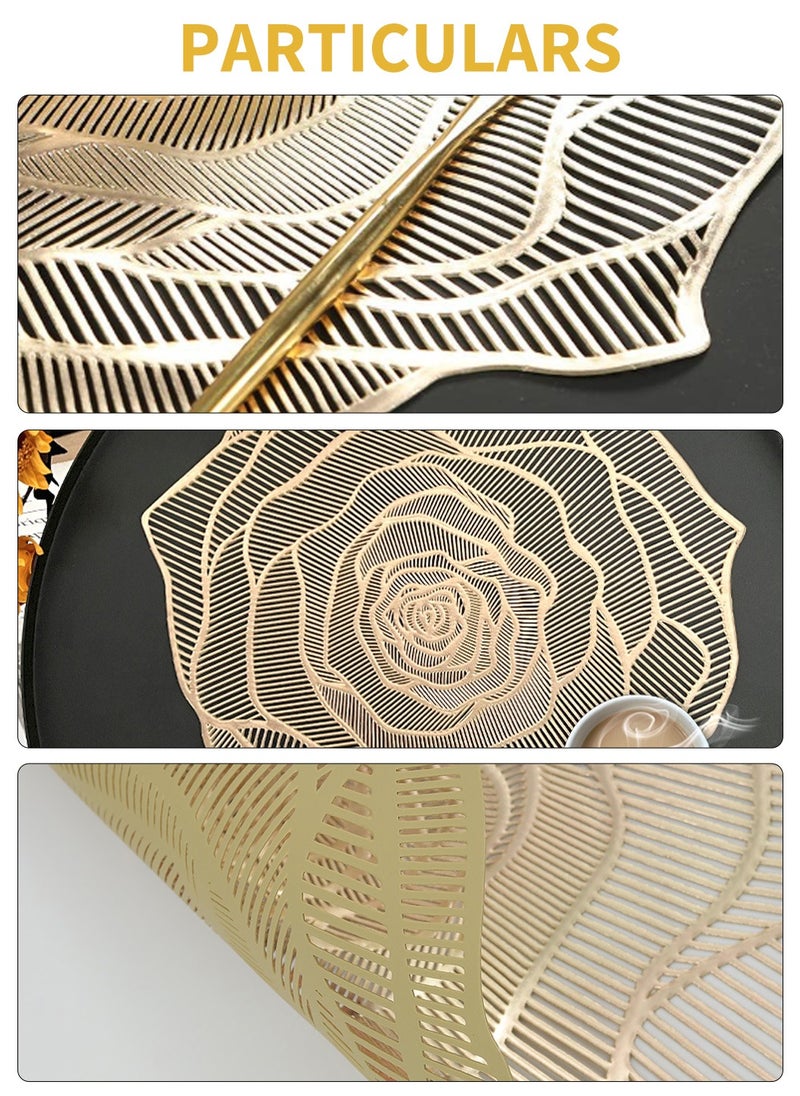 6 Pcs Hollow Silver Dining Table Mats 15 Inch Round Vinyl Placemats for Dining Kitchen Decor Silver Gold