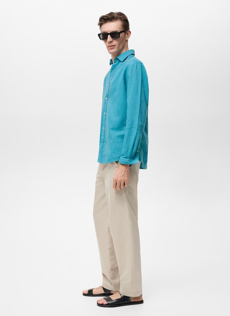 Mango Man - Classic-Fit Linen Shirt - Image 1