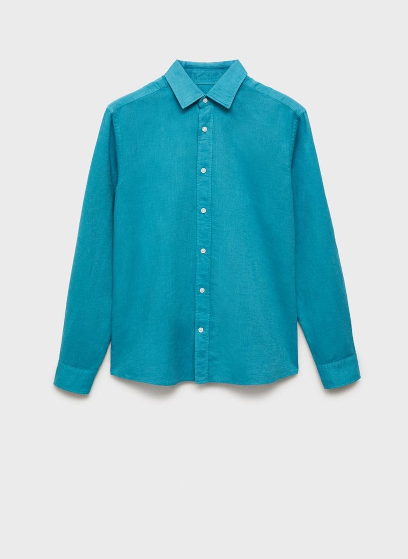 Mango Man - Classic-Fit Linen Shirt - Image 1