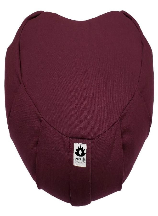 Waterglider International - International Zafu Crescent, Meditation Pillow With Usa Buckwheat Hull Fill, Certified Organic Cotton, Plum - Image 1