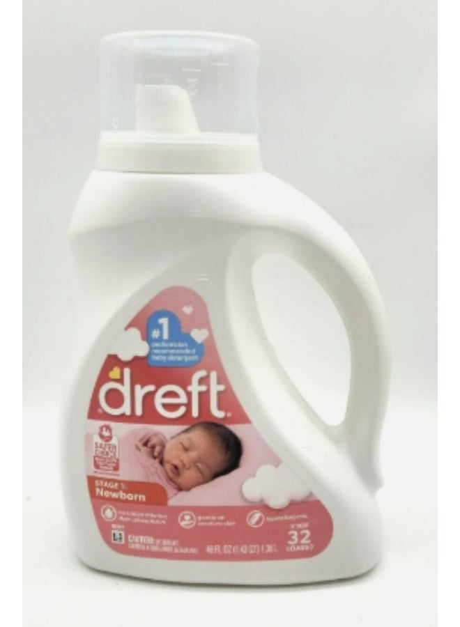 Dreft المرحلة 1: مسحوق غسيل ملابس الأطفال حديثي الولادة المضاد للحساسية (HE)، طبيعي للأطفال، حديثي الولادة، أو الرضع، 46 أونصة سائلة (عبوة من 2) - Image 2