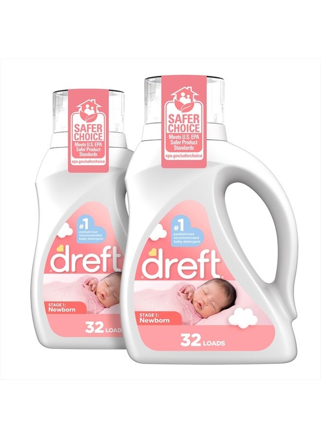 Dreft المرحلة 1: مسحوق غسيل ملابس الأطفال حديثي الولادة المضاد للحساسية (HE)، طبيعي للأطفال، حديثي الولادة، أو الرضع، 46 أونصة سائلة (عبوة من 2) - Image 4