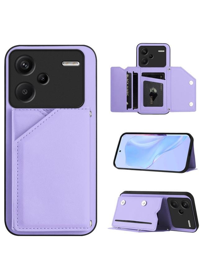 S-TOP Case For Redmi Note 13 Pro+ Skin Feel Four Card Slots Phone Case with Wrist Strap - Image 1