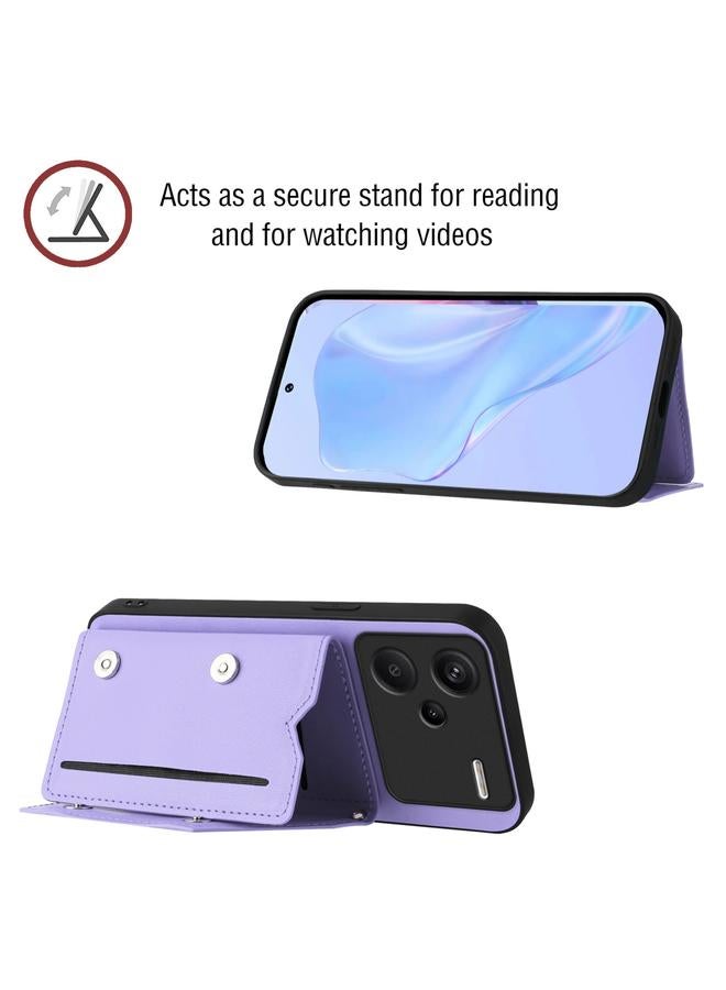 S-TOP Case For Redmi Note 13 Pro+ Skin Feel Four Card Slots Phone Case with Wrist Strap - Image 4
