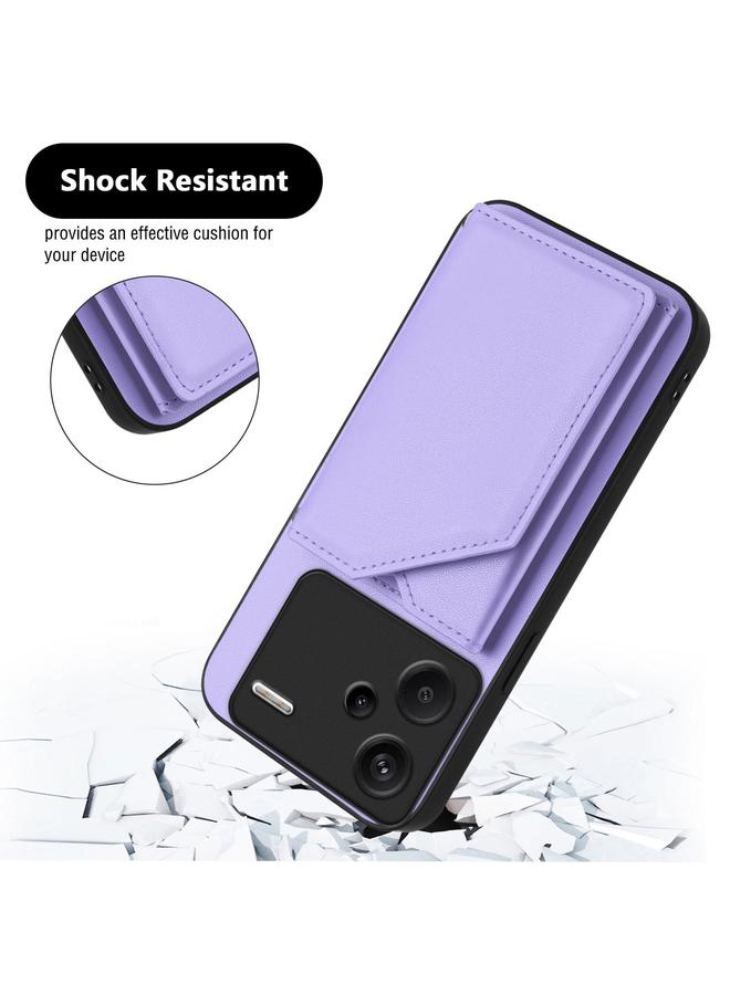 S-TOP Case For Redmi Note 13 Pro+ Skin Feel Four Card Slots Phone Case with Wrist Strap - Image 3